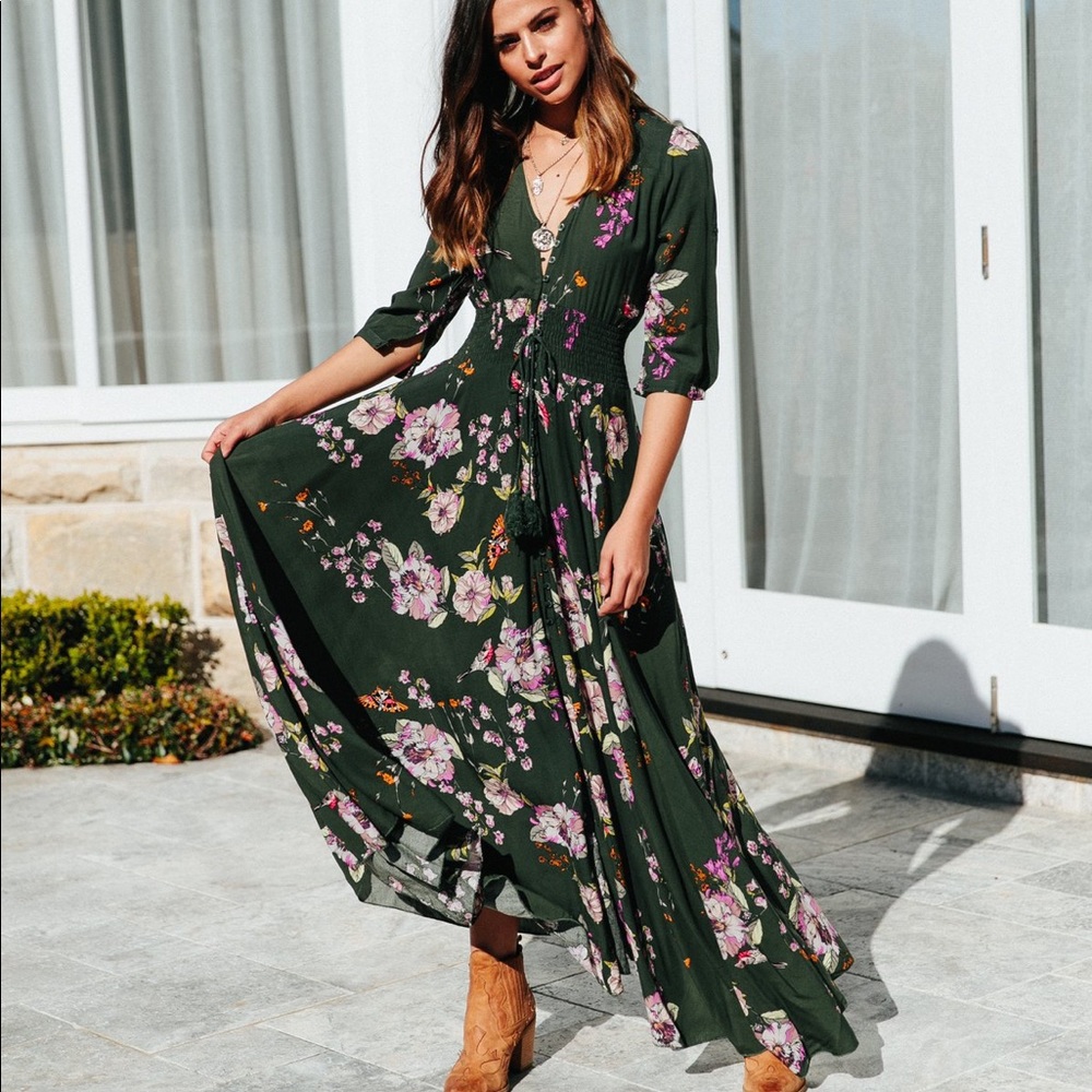 “Wild World” Maxi Dress (never worn) XS